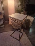 Mooie zware metaal( goud) met marmer blad bijzettafel, Ophalen, 50 tot 100 cm, Rond, Metaal