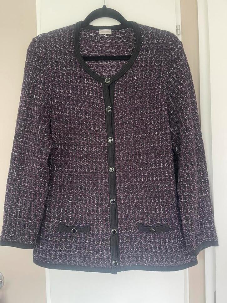 ATELIER zwart paars bouclé vest /  jasje maat 42, Kleding | Dames, Truien en Vesten, Zo goed als nieuw, Maat 42/44 (L), Zwart