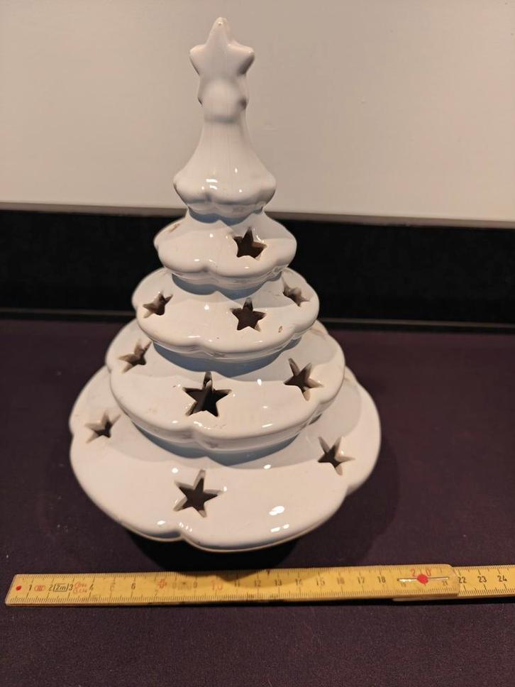 Aardewerk waxinelicht houder in de vorm van een kerstboom, Diversen, Kerst, Gebruikt, Ophalen of Verzenden