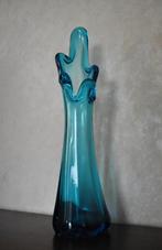 Vintage Vaas Vingervaas Blauw Glas 27,5 cm 1960, Antiek en Kunst, Antiek | Vazen, Ophalen