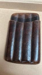 Vintage lederen sigaren etui met plek voor 4 sigaren, Overige merken, Gebruikt, Bruin, Onbekend