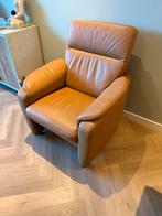 Bruine lederen fauteuil, Ophalen, Gebruikt, Leer, 75 tot 100 cm