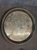 Verzilverde dienblad 27 cm, Huis en Inrichting, Woonaccessoires | Dienbladen, Ophalen of Verzenden, Gebruikt, Rond, Metaal