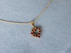 Antieke hanger met granaat en ketting in 8 en 18 karaat goud, Ophalen of Verzenden, Gebruikt, Goud, Goud
