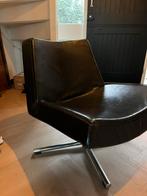 Zwart lederen stoel, Huis en Inrichting, Fauteuils, Ophalen, Zo goed als nieuw, 75 tot 100 cm, 50 tot 75 cm