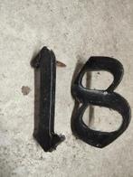 Jaren 30 huisnummer - 1 & 8, Ophalen of Verzenden, Gebruikt, IJzer, Overige typen