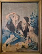 Schilderij van Murillo - hele oude achterkant, Antiek en Kunst, Ophalen of Verzenden