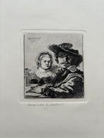 Rembrandt ets Saskia en Rembrandt reproductie R de Boer, Ophalen of Verzenden