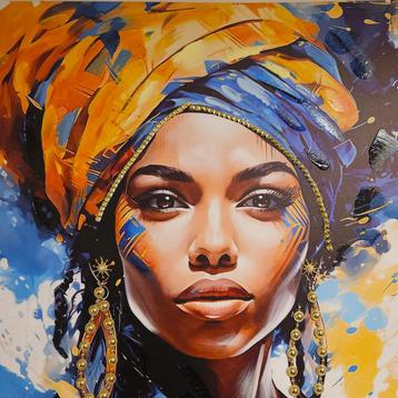 3D Schilderij | African Beauty | 80x80 | Peinted beschikbaar voor biedingen