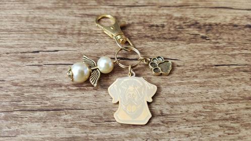Sleutelhanger Rhodesian ridgeback RVS gold met beschermengel, Dieren en Toebehoren, Honden-accessoires, Nieuw, Verzenden