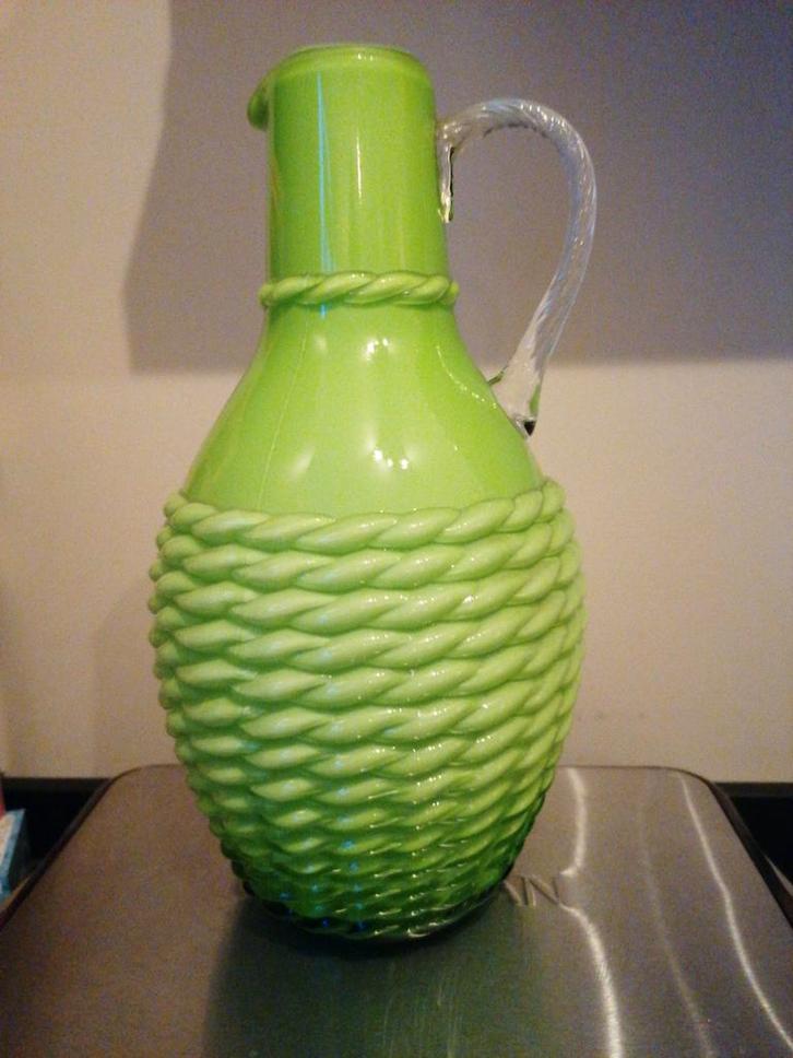 Stelvia Empoli vintage Groene Glazen Kan, Antiek en Kunst, Antiek | Glas en Kristal, Ophalen of Verzenden