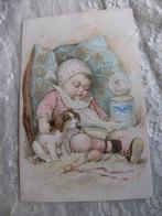 Antieke Reclamekaart Condensed Milk - Slapend Meisje / Hond, Verzenden, Voor 1920, Kinderen