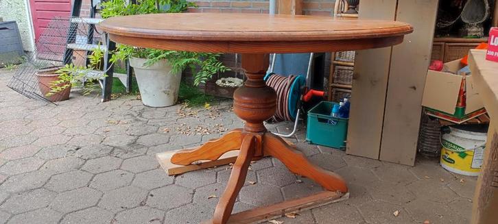 Grenen Kolompoot Tafel - 130cm Rond, Huis en Inrichting, Tafels | Eettafels, Gebruikt, 100 tot 150 cm, 100 tot 150 cm, Vier personen