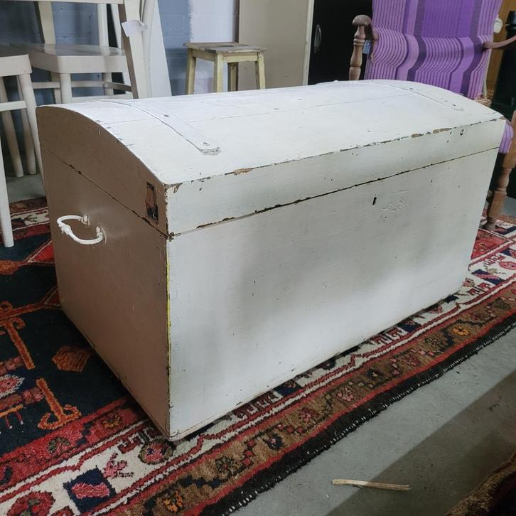 Brocante oude dekenkist kist speelgoedkist opbergkist, Huis en Inrichting, Woonaccessoires | Kisten, Gebruikt, 50 tot 75 cm, Minder dan 50 cm