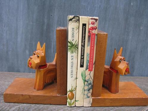 BOEKENSTEUNEN SCHOTSE TERRIERS HOUT VINTAGE, Huis en Inrichting, Woonaccessoires | Wandplanken en Boekenplanken, Gebruikt, Ophalen of Verzenden