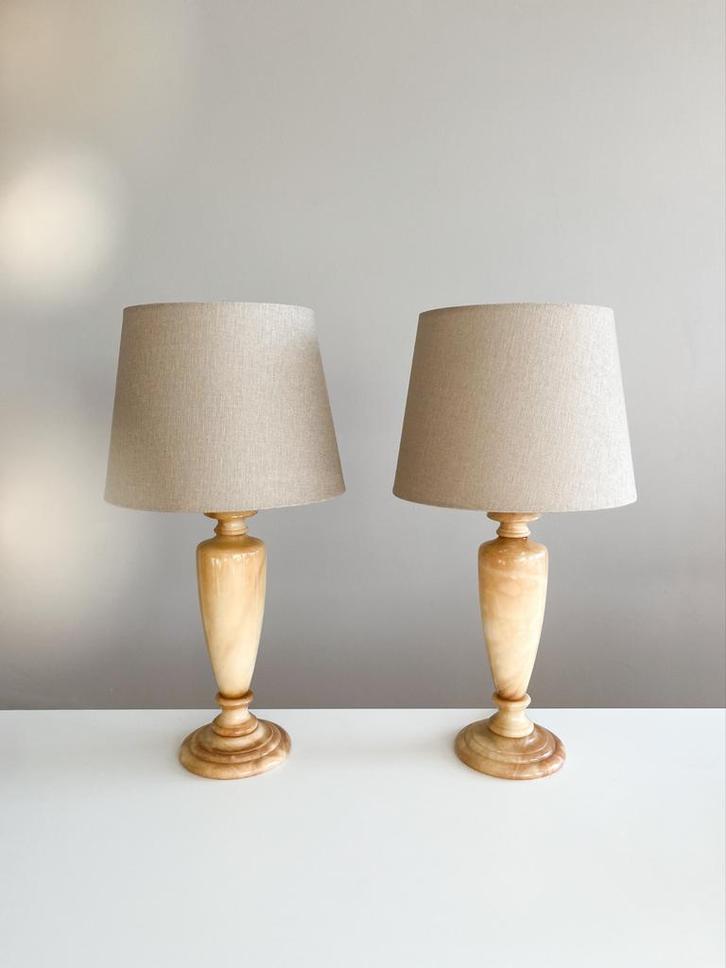 Twee prachtige onyx vintage tafellampen, Huis en Inrichting, Lampen | Tafellampen, Zo goed als nieuw, Overige materialen, Ophalen