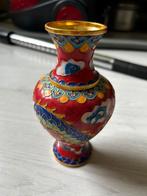 Emaille messing / koper vintage Chinees vaasje, Ophalen of Verzenden