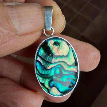 Mooie nieuwe zilveren hanger met Paua schelp/Abalone beschikbaar voor biedingen