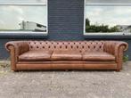 XL Chesterfield bank bruin GRATIS BEZORGD, Gebruikt, 125 cm of meer, Leer, Ophalen of Verzenden