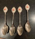 4 Verzilverde koffielepels Pink Rose Cameo, Antiek en Kunst, Antiek | Bestek, Ophalen of Verzenden