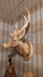 Wanddecoratie massief teakhouten hertenkop nieuw op voorraad, Ophalen of Verzenden, Nieuw