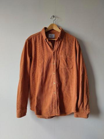 Portuguese flannel corduroy shirt XL oranje/bruin beschikbaar voor biedingen