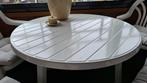 Ronde Witte Hardhouten Tuintafel, Huis en Inrichting, Tafels | Eettafels, Ophalen, Gebruikt, Vier personen, 100 tot 150 cm