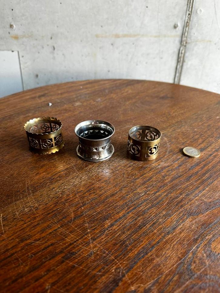 Set van 3 Verzilverd Vintage Servetringen, Antiek en Kunst, Antiek | Bestek, Ophalen of Verzenden