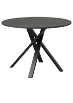 Ronde eetkamertafel zwart, Ophalen, Kunststof, 100 tot 150 cm, Rond