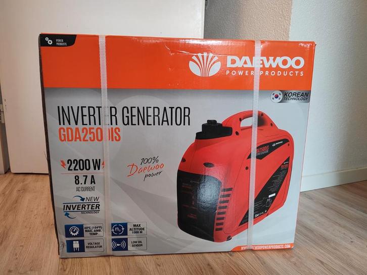 Daewoo GDA2500iS Benzine Inverter Generator NIEUW in doos, Doe-het-zelf en Verbouw, Aggregaten, Nieuw, Benzine, Minder dan 5 kVA