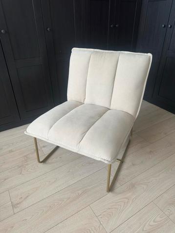 Woood Fie Fauteuil - Beige Ribstof, Gouden Onderstel beschikbaar voor biedingen