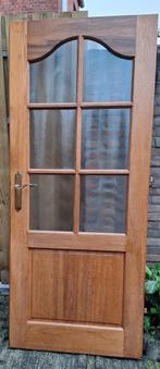 Binnendeur, massief hout, Glas, 80 tot 100 cm, Ophalen of Verzenden, Zo goed als nieuw