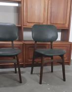 Teak houten vintage stoelen jaren 60 opnieuw bekleed, Huis en Inrichting, Ophalen, Bruin, Twee