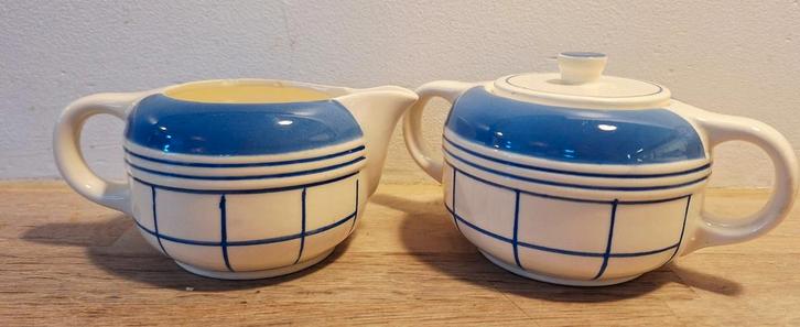 Vintage Suikerpot en Melkkan, Schwandorf, decor Helga, 1935, Antiek en Kunst, Antiek | Servies los, Ophalen of Verzenden