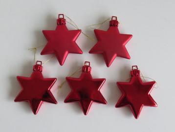 5 rode Sterren hangers glimmend en mat (kerstbal kersthanger beschikbaar voor biedingen