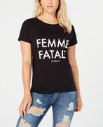 Guess shirt Femme Fatale zwart + witte letters M nr 42370, Kleding | Dames, T-shirts, Maat 38/40 (M), Ophalen of Verzenden, Guess