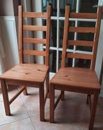 2 houten eetstoelen samen voor €25,00, Ophalen, Twee, Bruin, Zo goed als nieuw