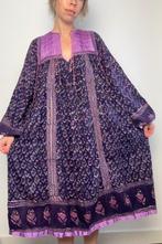 Vintage jaren 70 Indiase katoenen gauze jurk met blockprint, Verzenden, Zo goed als nieuw, Maat 38/40 (M), Onder de knie