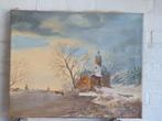Prachtig winterlandschap Romantische School gesigneerd op do, Ophalen