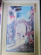 Leuke  Marokkansse prent stadsgedeelte Goede lijst, Ophalen, 1980 tot heden, Gebruikt, Overige onderwerpen