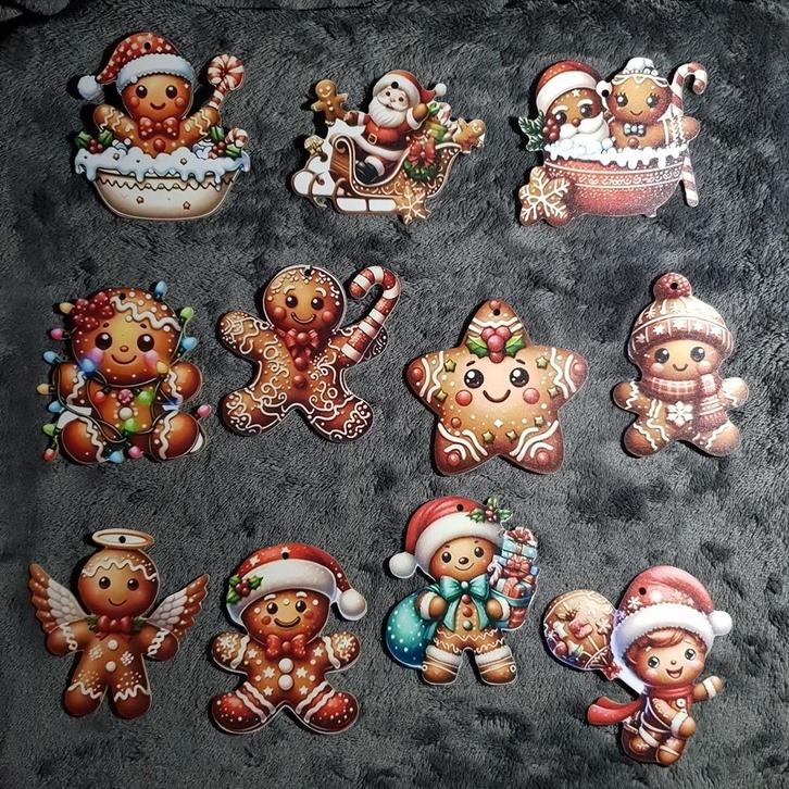 Houten Kerst Hangers - Peperkoek mannetjes, Diversen, Kerst, Ophalen of Verzenden