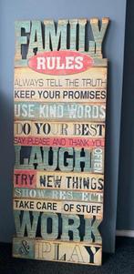Decoratieve Houten Wanddecoratie - Family Rules, Ophalen of Verzenden, Gebruikt