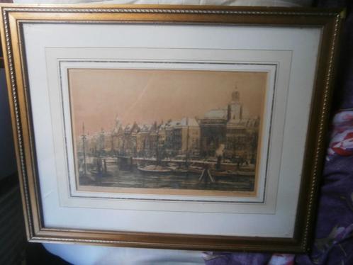 Eugene Rensburg(Scheen) Mooie Kleurets v/d Zuidblaak R.dam, Antiek en Kunst, Kunst | Etsen en Gravures, Ophalen of Verzenden