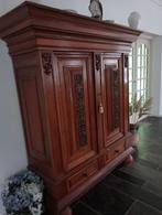 Vintage Eiken Kussenkast Jaren 50/60 met Snijwerk, Antiek en Kunst, Ophalen of Verzenden