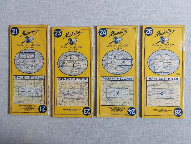 Oude MICHELIN Wegenkaarten jaren '50 '60 '70 Kleur geel, Boeken, Atlassen en Landkaarten, Gelezen, Landkaart, Frankrijk, 1800 tot 2000
