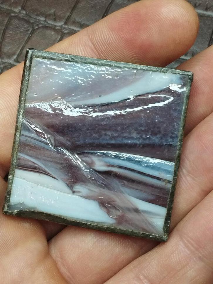 Prachtige vintage groot formaat glas-in-lood broche, Sieraden, Tassen en Uiterlijk, Broches, Zo goed als nieuw, Overige materialen