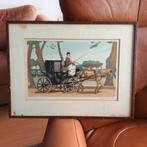 Franse ets, koets met paard, gesigneerd in potlood r.o., Antiek en Kunst, Ophalen of Verzenden
