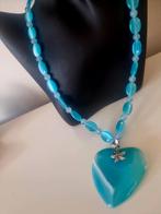 Vintage glas katoog ketting met agaat hanger, Ophalen of Verzenden, Zo goed als nieuw, Steen of Mineraal, Overige voorstellingen