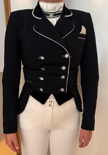 LAMANTIA COUTURE VERKORTE SLIPJAS ZWART-WIT CLASSIC VELVET beschikbaar voor biedingen