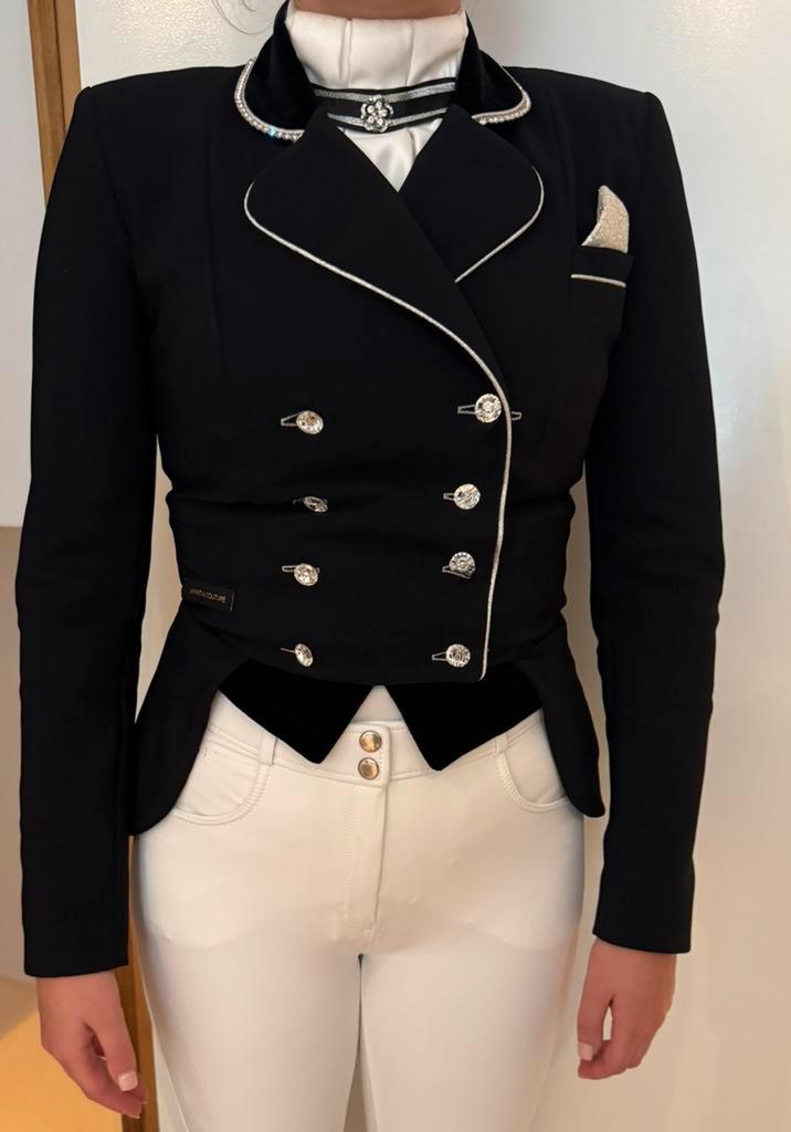 LAMANTIA COUTURE VERKORTE SLIPJAS ZWART-WIT CLASSIC VELVET, Dieren en Toebehoren, Paardrijkleding, Zo goed als nieuw, Bovenkleding